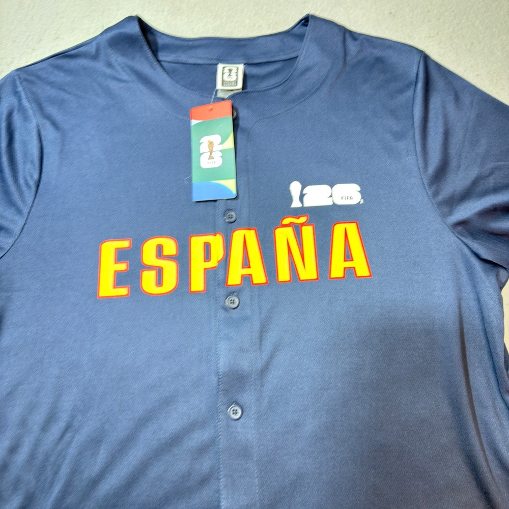 FIFA World Cup 2026 Spain Baseball Jersey Mens XXL Navy NWT España Outerstuff